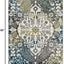 Alfombra decorativa 2'7"x5' medallón marfil y azul pavo real