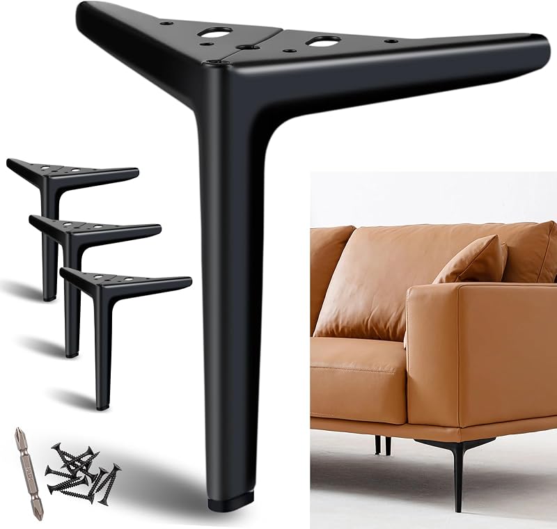 4 Pzas Patas Metal Muebles 7" Negro Mate