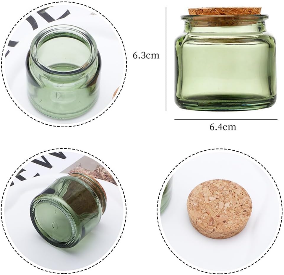 2 Tarros Vidrio 3.4oz Tapa Corcho Almacenamiento Cocina