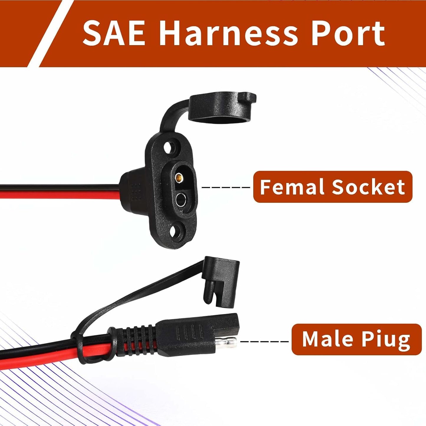 Pack 2 arneses SAE 12 AWG impermeable cargadores auto