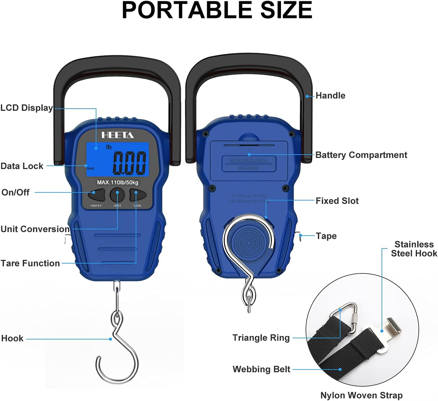 Báscula digital pescado hasta 50kg con pantalla LCD