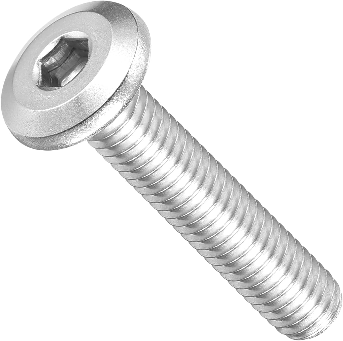 Tornillos hex M6-1x30 acero inox 304 25uds tono plateado