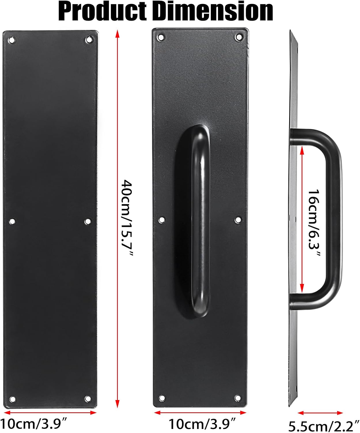 Set 2 Tiradores Acero Inox 16pulg Barra Puerta Resistente