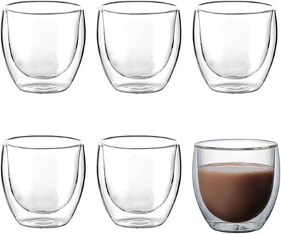 Juego de 6 tazas de café expresso transparentes de vidrio para Ristretto