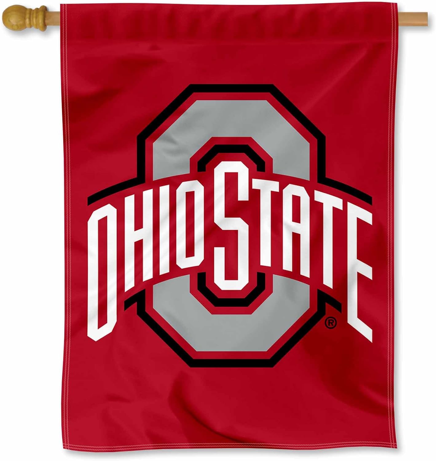 Bandera doble cara logotipo Buckeyes rojo