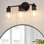Lámpara baño negra 3 luces vidrio transparente E26