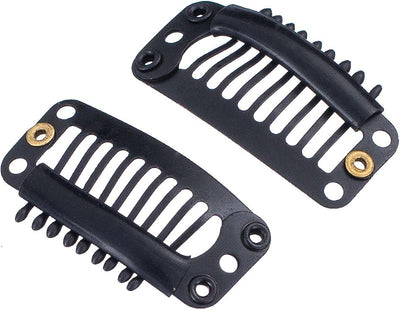 100 Clips Metálicos U para Extensiones Cabello Negro 9 Dientes