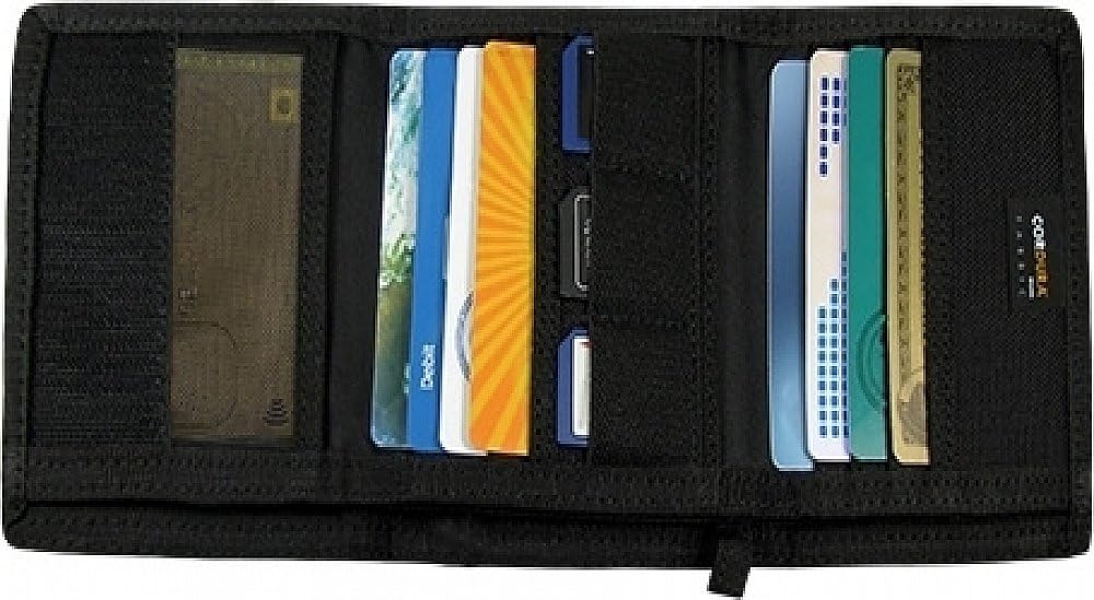Billetera táctica línea azul fina negro 4.75x3.5x0.75pulg