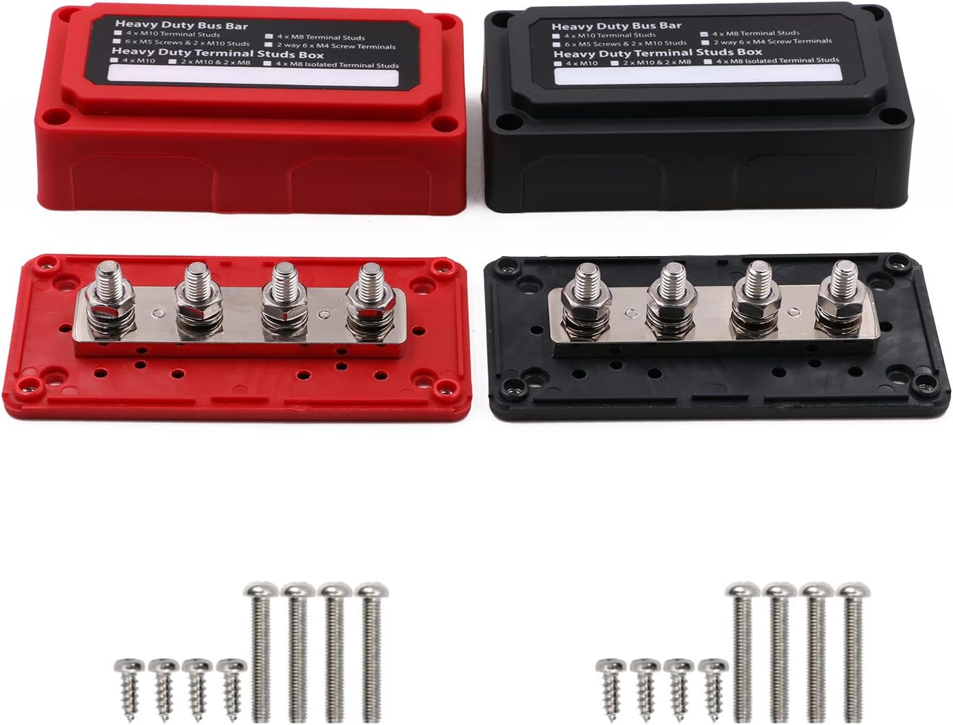 Barra colectora 12V-48V 300A 4 postes M8 para automotriz