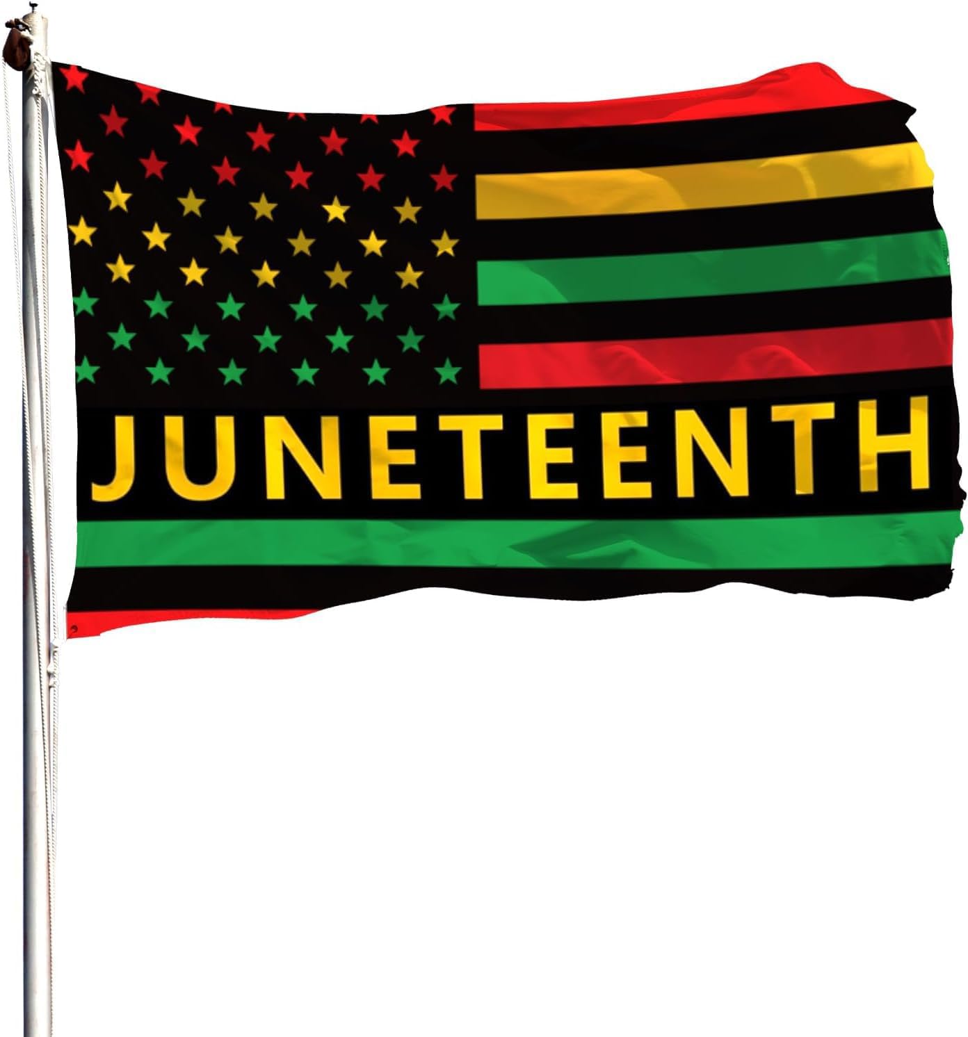 Bandera Juneteenth 3x5ft con ojales latón decoración afroamericana
