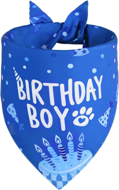 Bandana cumpleaños perro azul talla XL reversible duradera