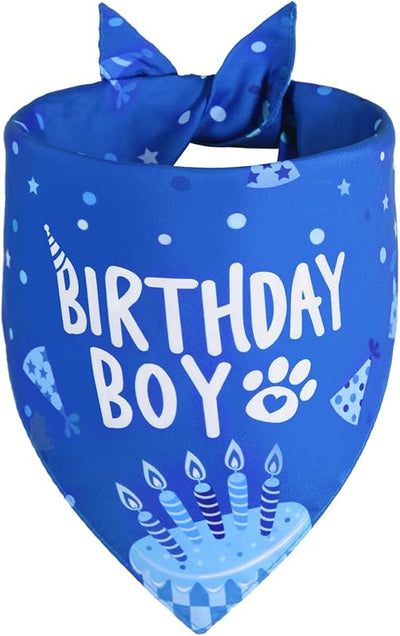 Bandana cumpleaños perro azul talla XL reversible duradera