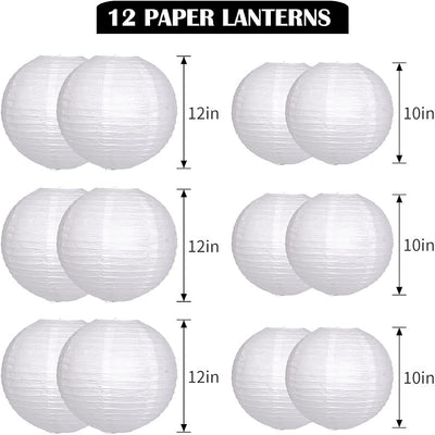 Faroles chinos redondos con luces LED paquete 12