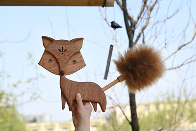 Zorro de madera para decorar hogar y oficina