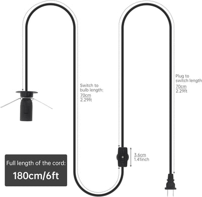 Cable repuesto lámpara sal con interruptor engranajes base E12 6ft