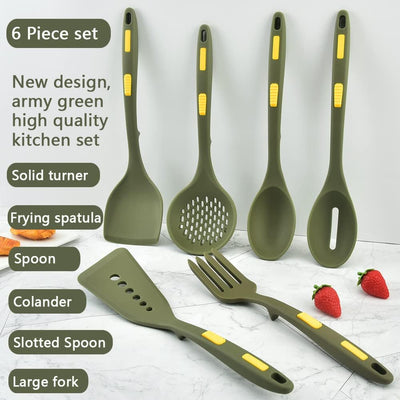 Set 7 Utensilios Silicona Antiadherente con Ganchos
