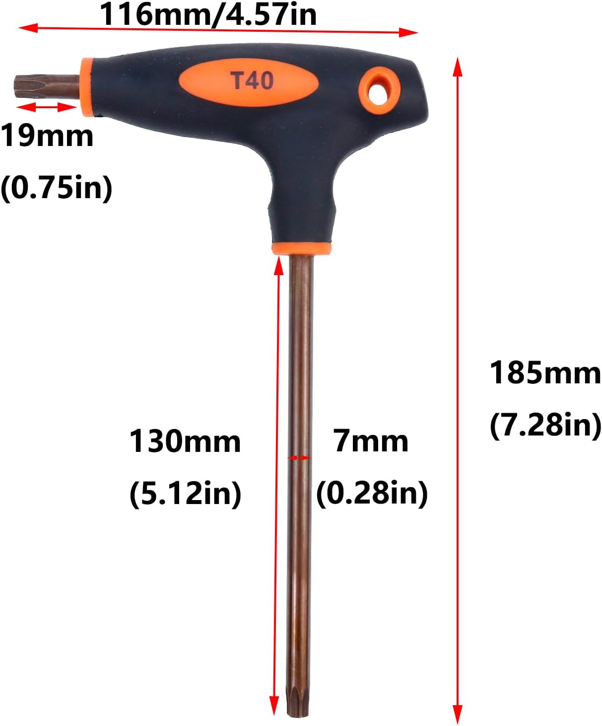 Destornillador Torx T40 acero S2 mango T doble extremo
