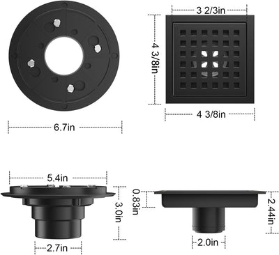 Drenaje ducha 4-3/8pulg acero inox ABS negro mate