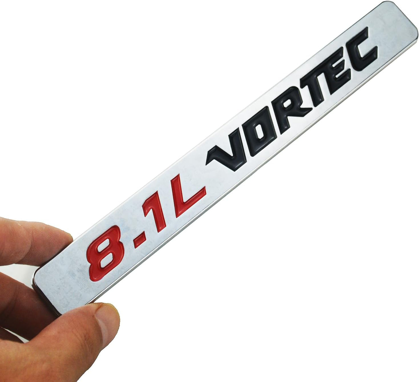 2 Emblemas Vortec 8.1L para Placa 3D Cromo Negro Rojo