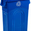 Papelera plástico reciclaje 23gal con tapa asas azul