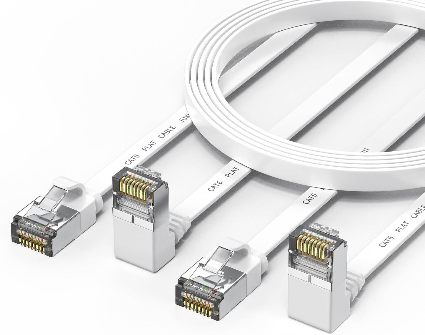 2 Cables Ethernet Cat 6 20ft 10 Gbps Blanco