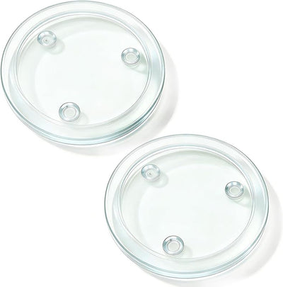Portavelas vidrio transparente 4pulg placa vela redonda set 2