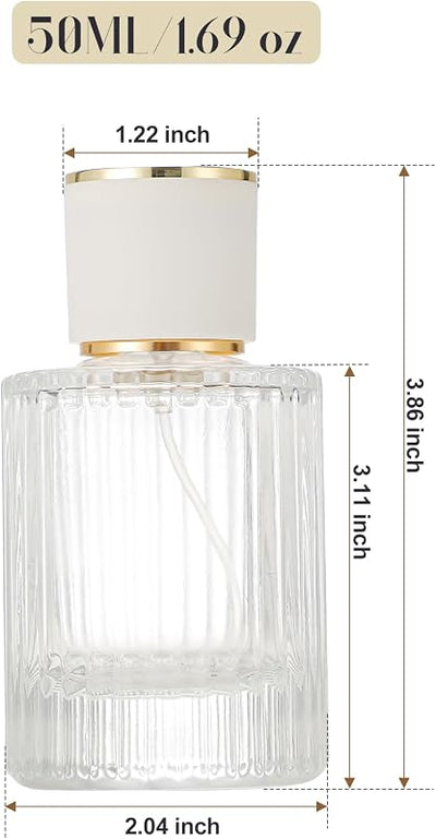 Botellas perfume vacías con atomizador 50ml vidrio acanalado
