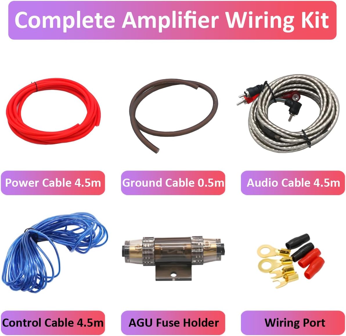 Kit cables instalación audio 1800w coche