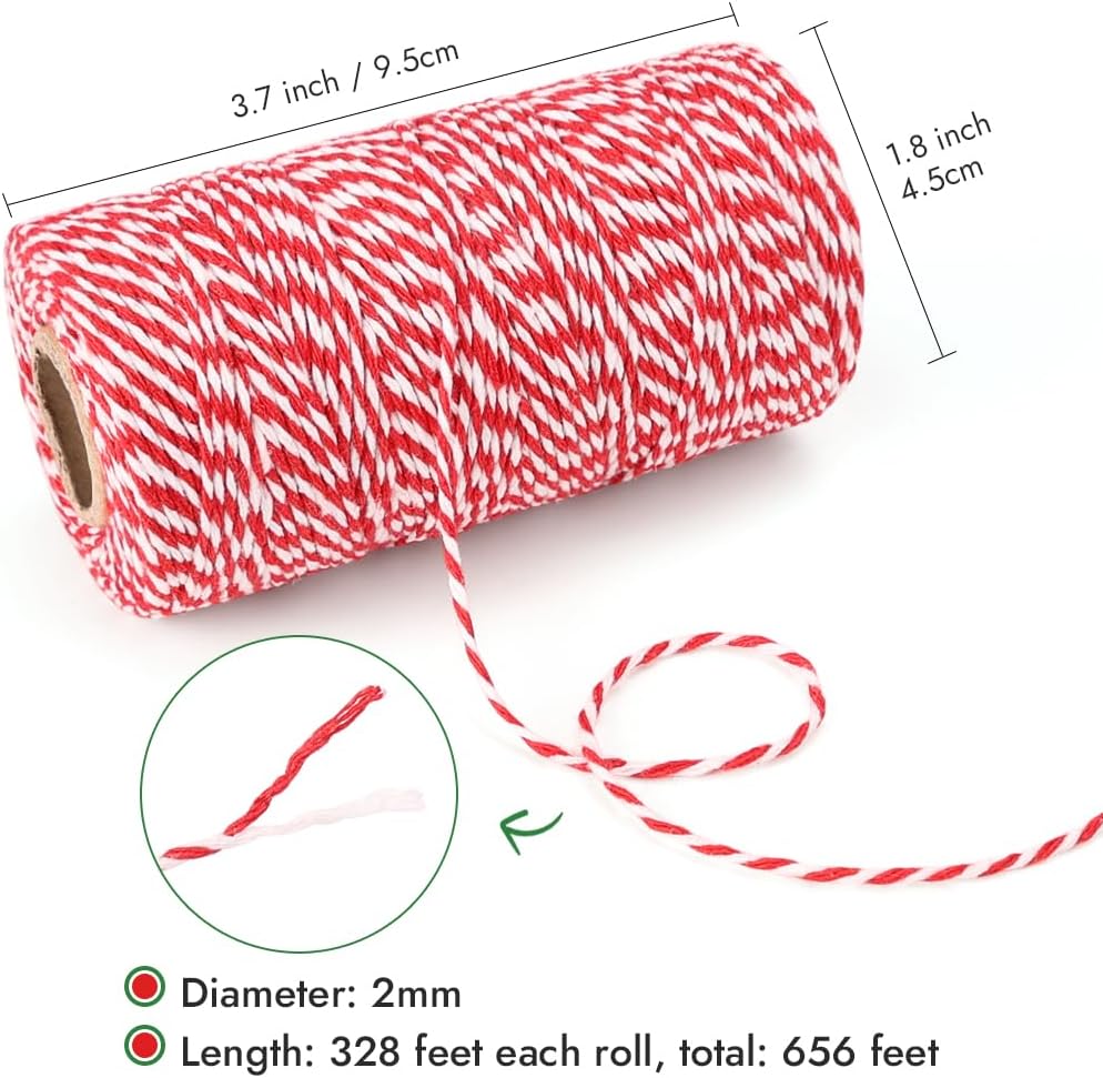Cordel algodón 656 pies 2mm para regalos navideños