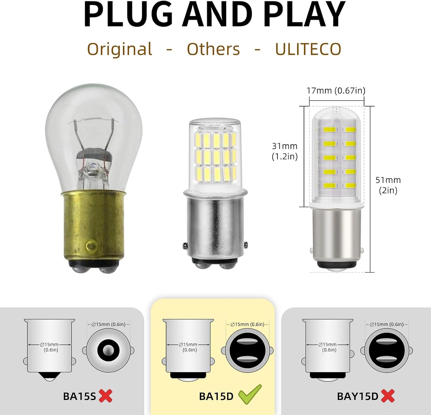 Bombillas LED 12V para cámper BA15D 5uds