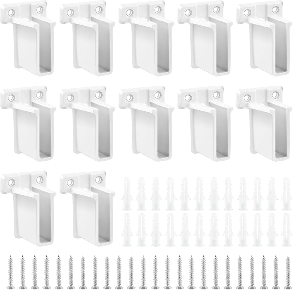 Pack 12 Soportes Estante Plástico Sujetadores Pared