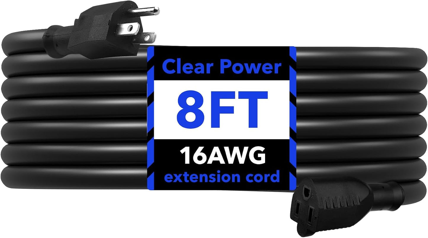 Cable extensión 8ft 16/3 SJTW 3 puntas uso general negro