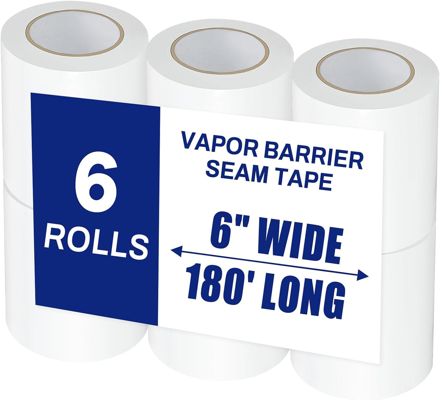 6 Rollos Cinta Barrera Vapor 6pulg x 180ft PE Polietileno