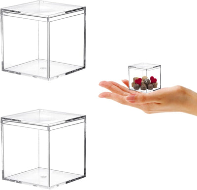 Caja acrílico transparente cuadrada 2 pzas con tapa