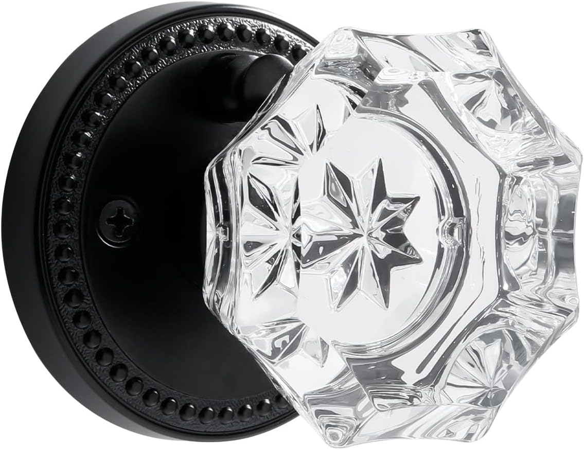 Perillas puerta cristal negro mate para dormitorio y baño