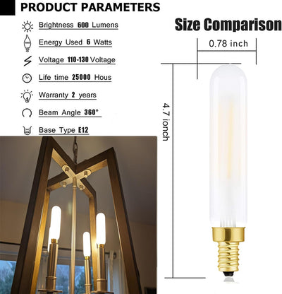 Bombilla LED E12 6W 2700K vidrio esmerilado candelabro
