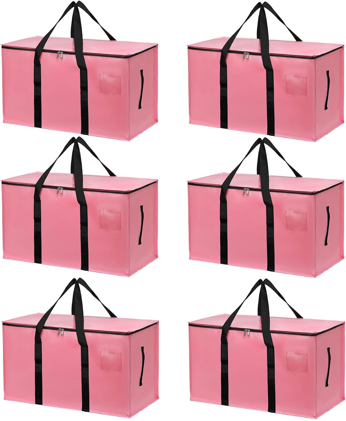 6 Pzas Bolsas Mudanza con Cremallera Asa Rosa
