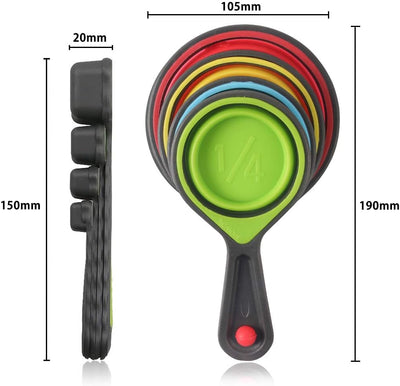 Set 8 Pzas Tazas y Cucharas Medidoras Silicona