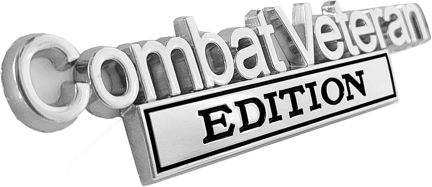 Emblema Combat Veteran Edición 2 Pzas Metal Negro Cromo