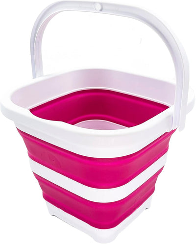 Cubo limpieza rectangular 5L plegable camping playa hogar blanco