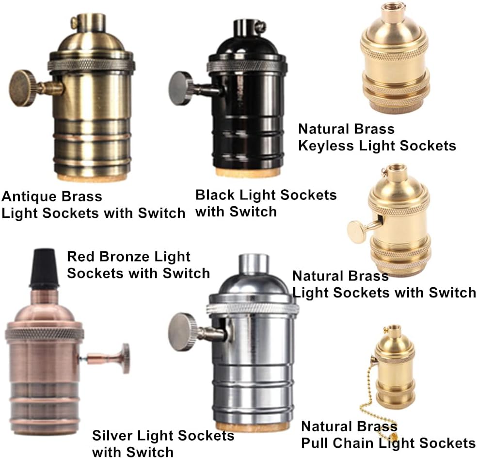 2 Lámparas colgantes E26/E27 latón natural interruptor