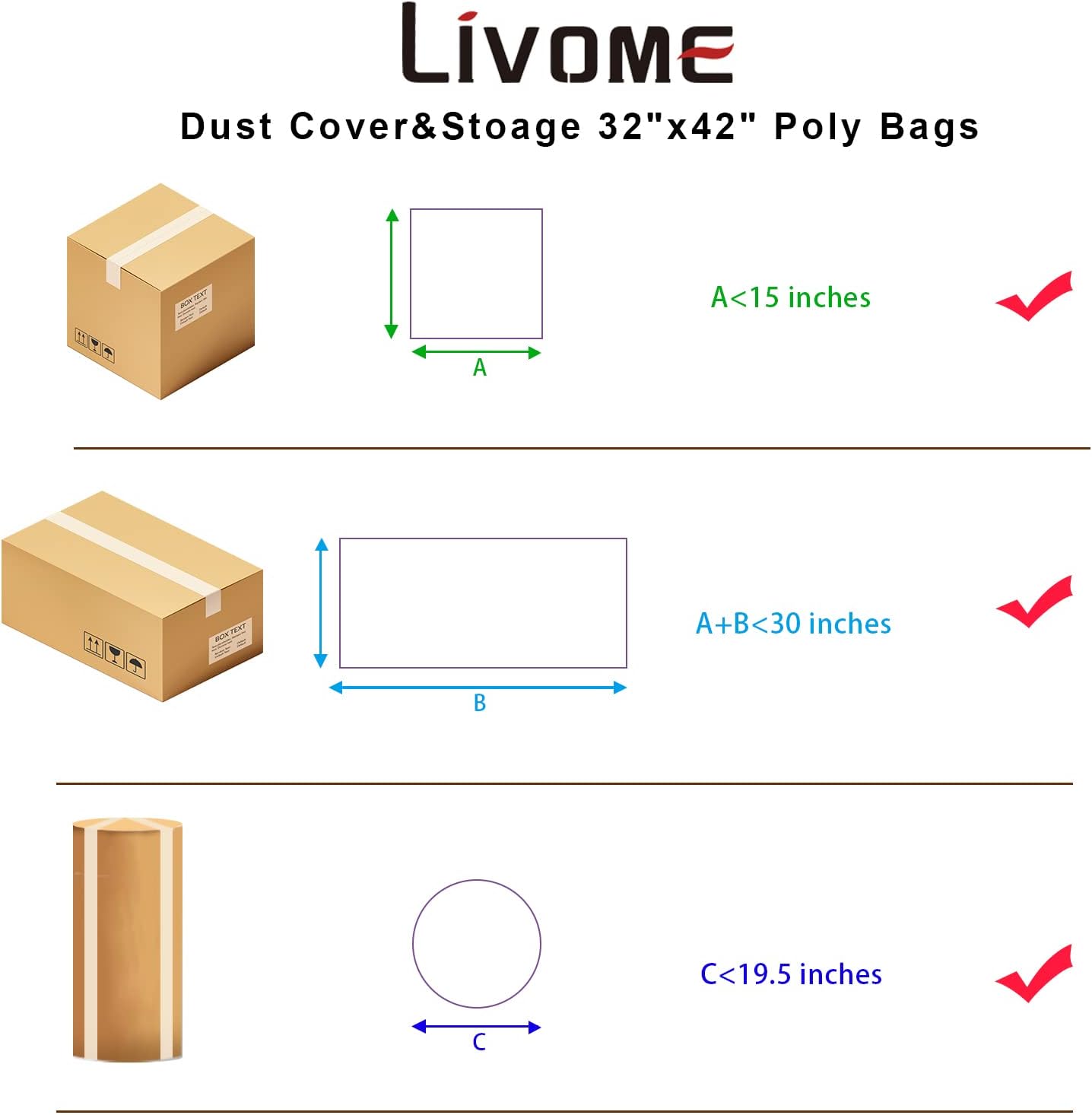 5 Bolsas Almacenamiento Plástico 32x42" A prueba Polvo