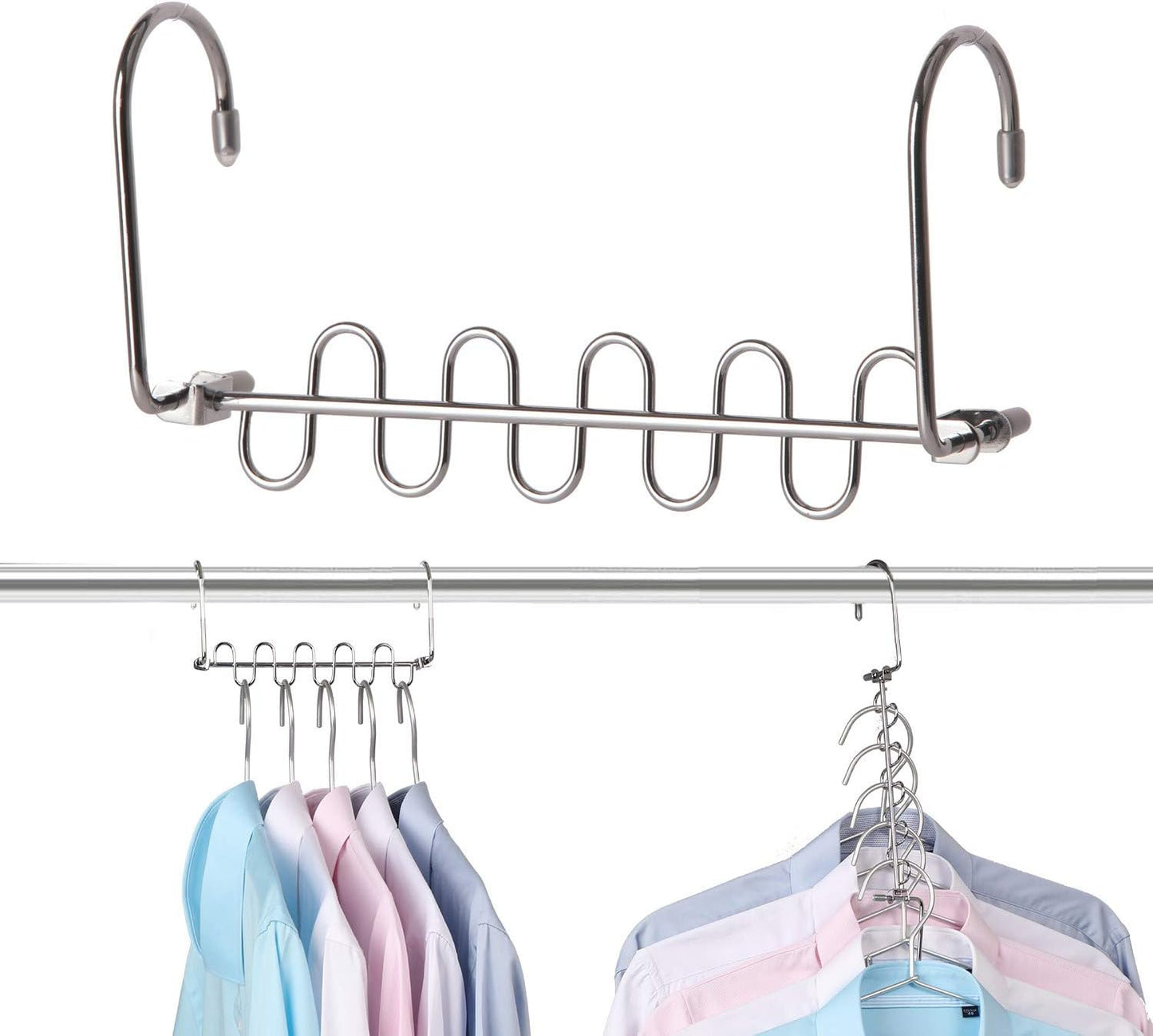 Perchas metal mágico 6x2 ranuras organizador armario colgante 4uds
