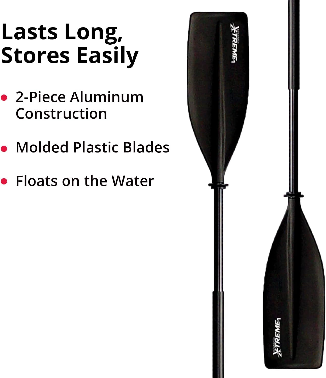 Remo Kayak Aluminio 2pzas Cuchillas Plástico Negro
