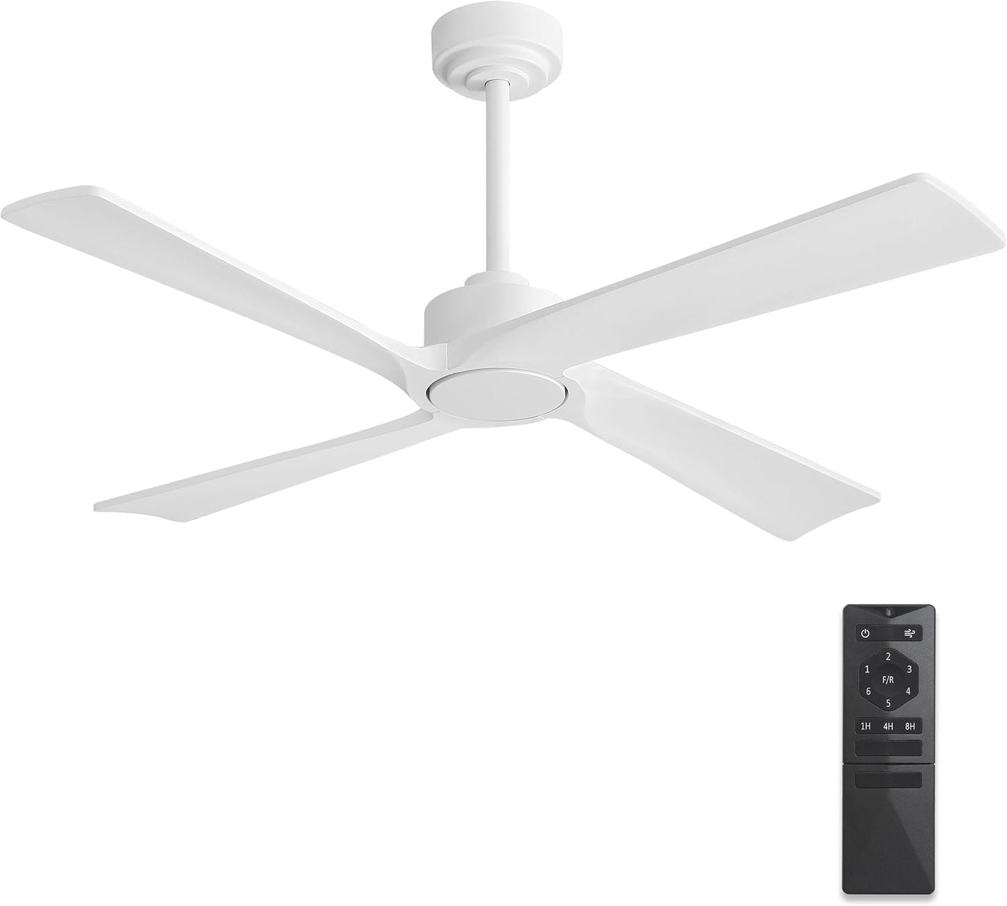 Ventilador techo 48pulg 4 aspas madera motor 6 vel reversible blanco