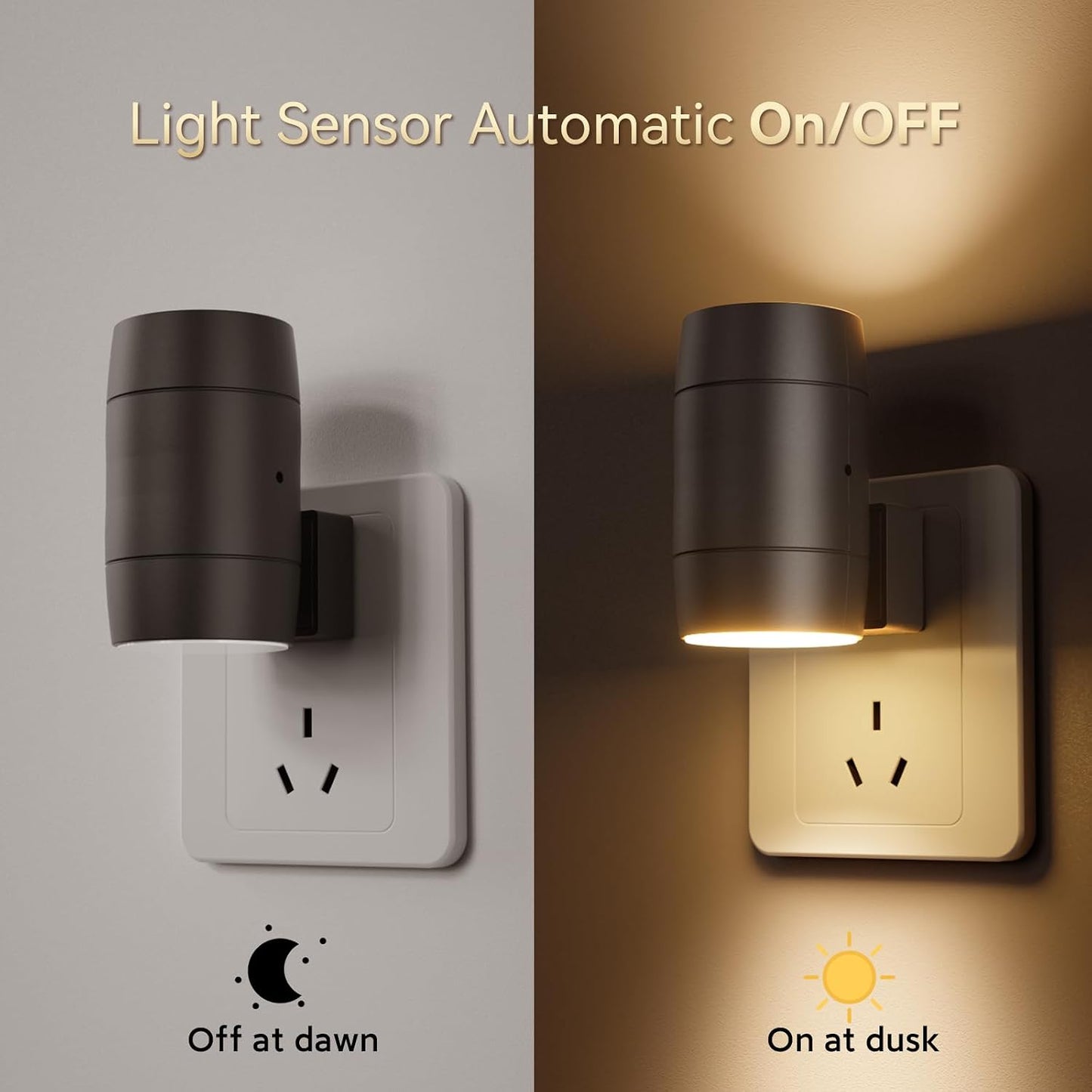 Luces nocturnas LED enchufables 2 sensores brillo ajustable