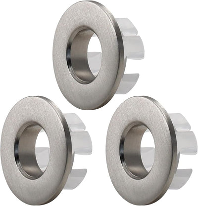 3 Pzas Cubiertas Desbordamiento Lavabo Anillo Latón Macizo Plateado