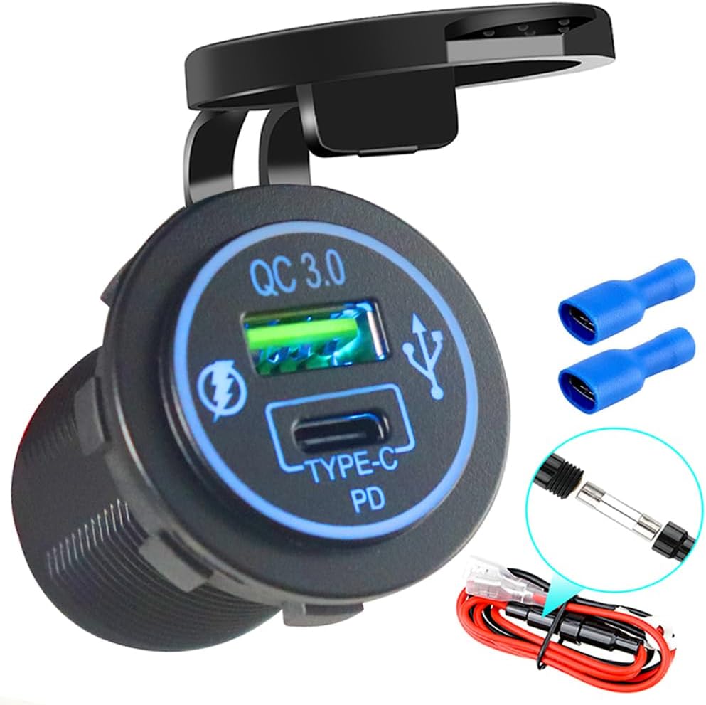 Toma corriente USB 12V carga rápida coche barco moto