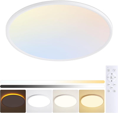 Lámpara techo LED 16pulg control remoto luz cálida regulable dormitorio cocina