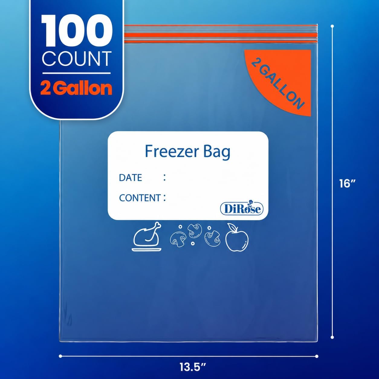 Bolsas plástico transparente 2gal con cremallera 100uds